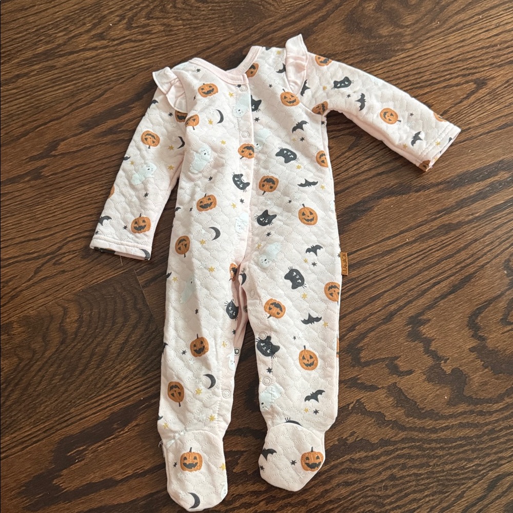 Halloween Baby Onesie with Pumpkin and Bat Print